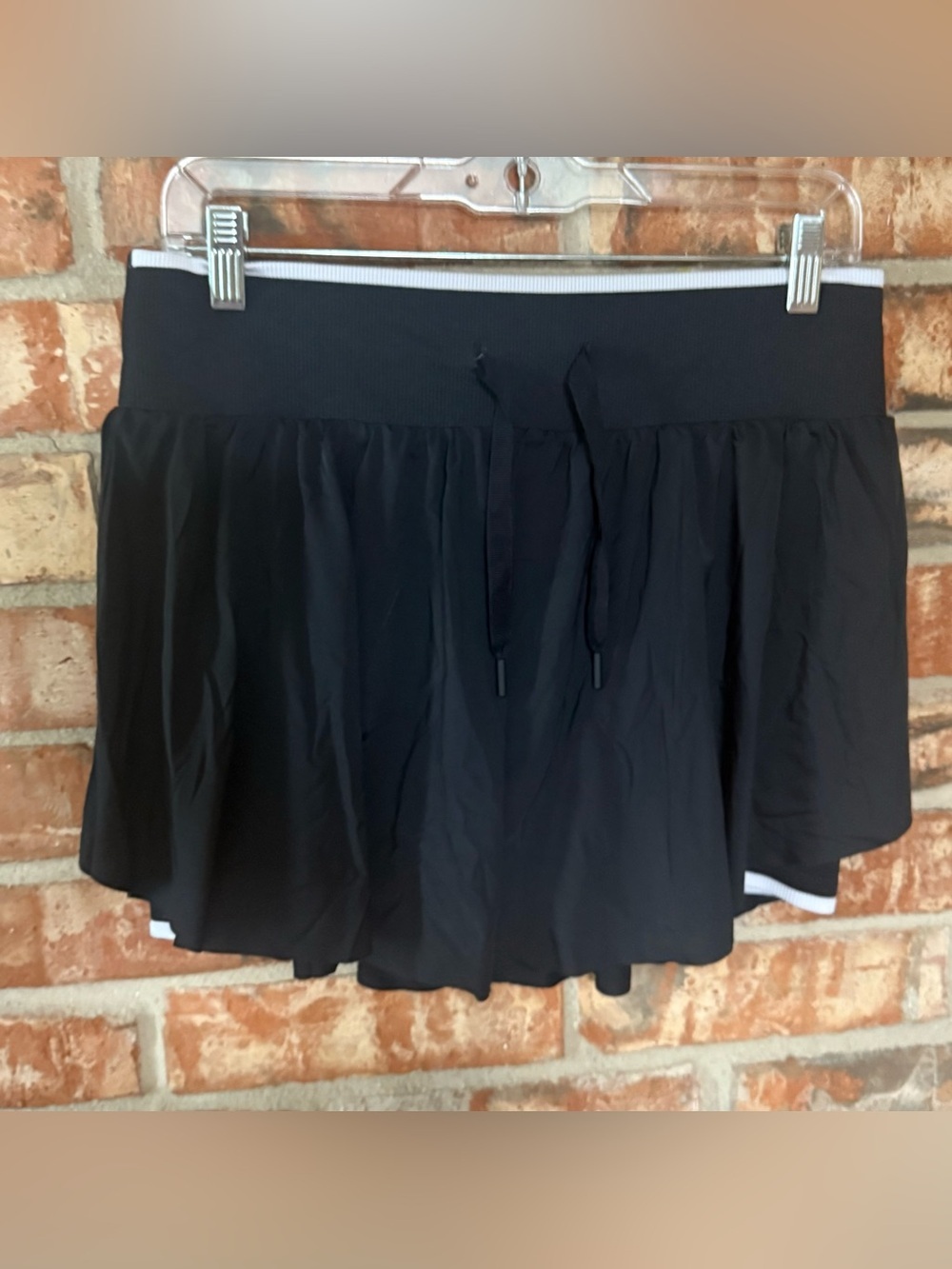 all in motion Black Drawstring Skort with Subtle White Trim